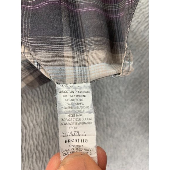 Prana Plaid Cotton Long Sleeve Button Snap Shirt (Men's Large) Gray - Picture 11 of 12